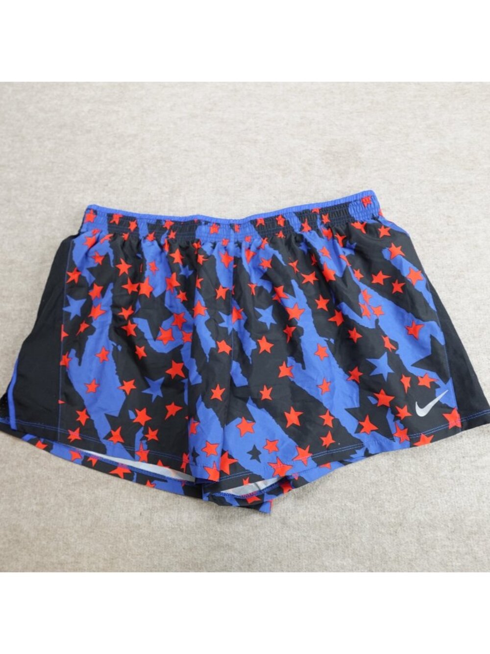Nike Womens Shorts 1X Blue Black Running 10K Americana Flag Patriotic NEW
